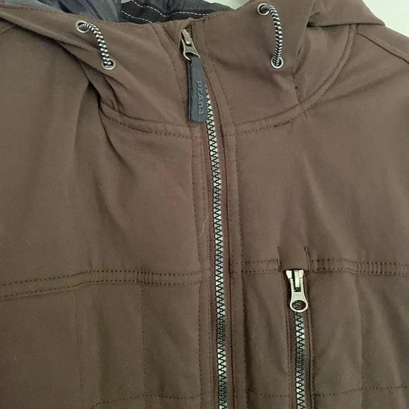 Prana Mens sz S jacket brown hooded and quilted thick warm jacket adjustable - Picture 2 of 9